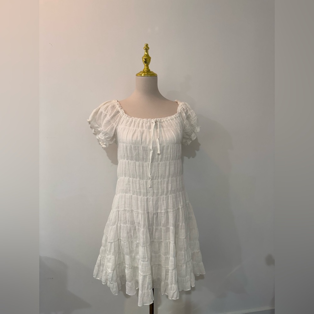 Max Studio White Tiered Mini Dress